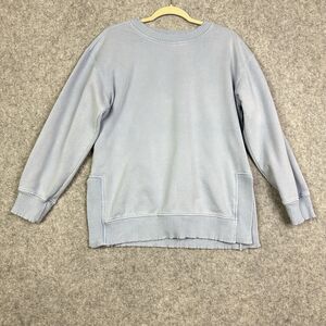 C&C California Sunwashed Crewneck Sweatshirt Womens M Blue Side Slits Comfy